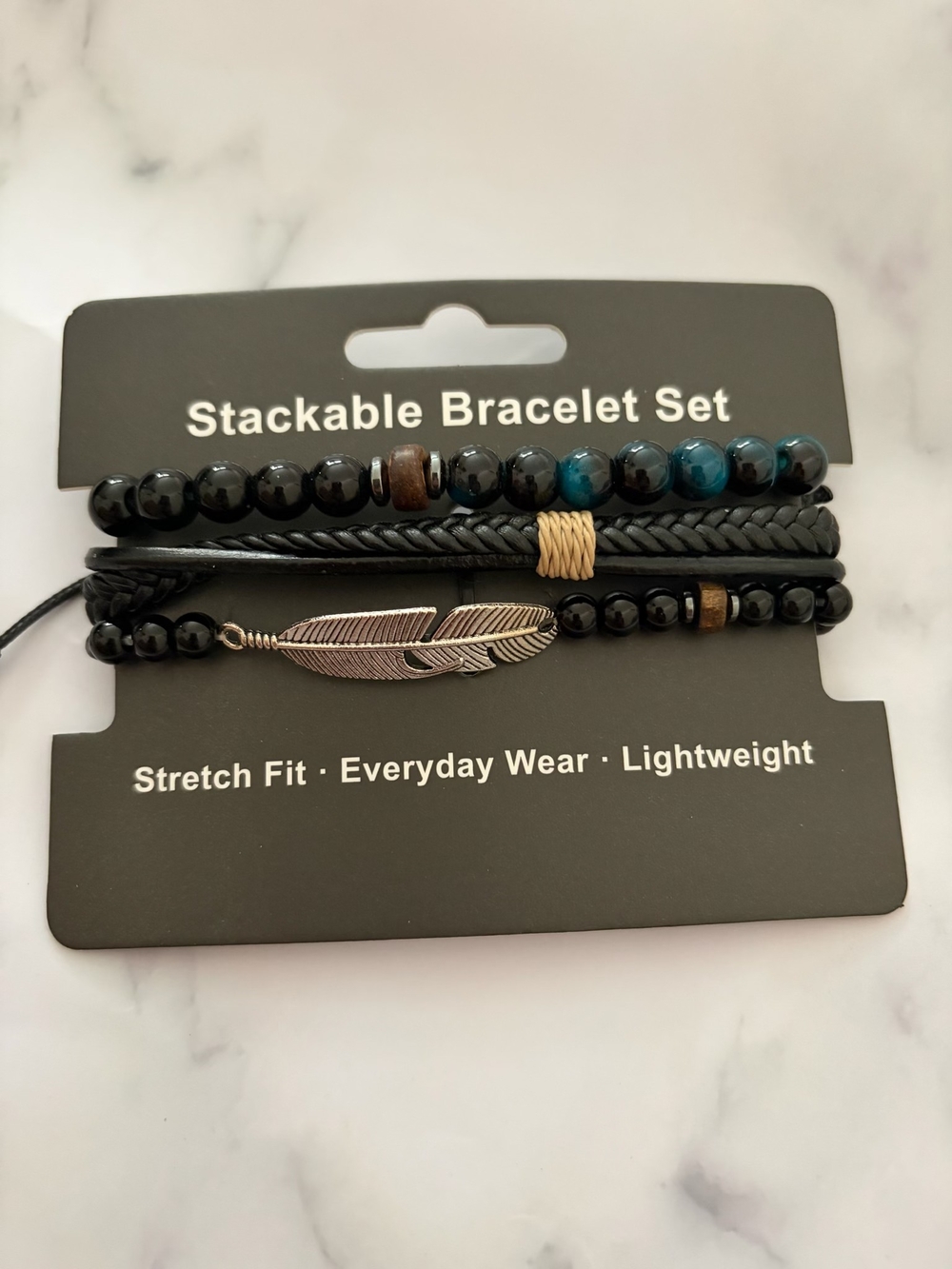 Legacy Black and Teal Layered Unisex Bracelet Set